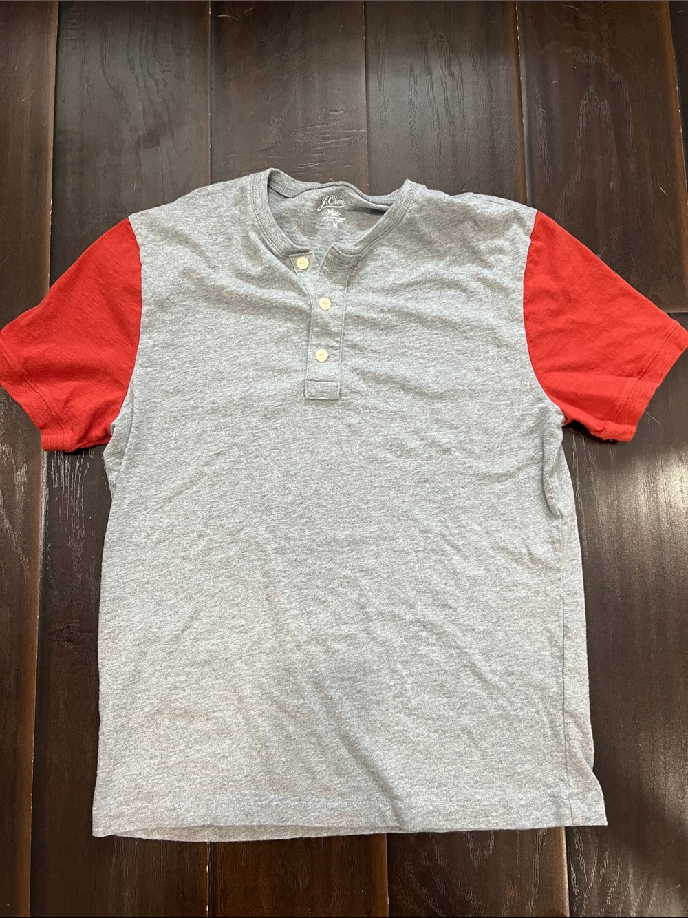 J.Crew Grey and Red Cotton Tee, size M